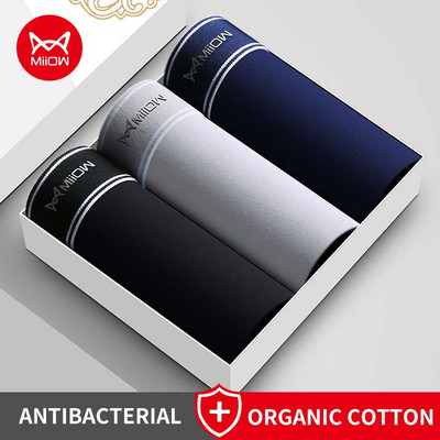 MiiOW 3db Népszerű Szexi Férfi Alsónadrágok Boxer Rövidnadrágok Puha Pamut Bőrnadrágok Férfi Fehérnemű Boxer Férfi Bugyik Rövid MW820