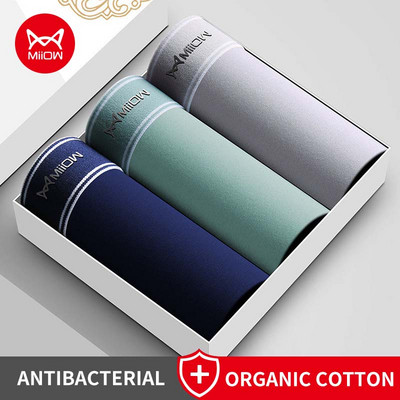 MiiOW 3db Népszerű Szexi Férfi Alsónadrágok Boxer Rövidnadrágok Puha Pamut Bőrnadrágok Férfi Fehérnemű Boxer Férfi Bugyik Rövid MW820