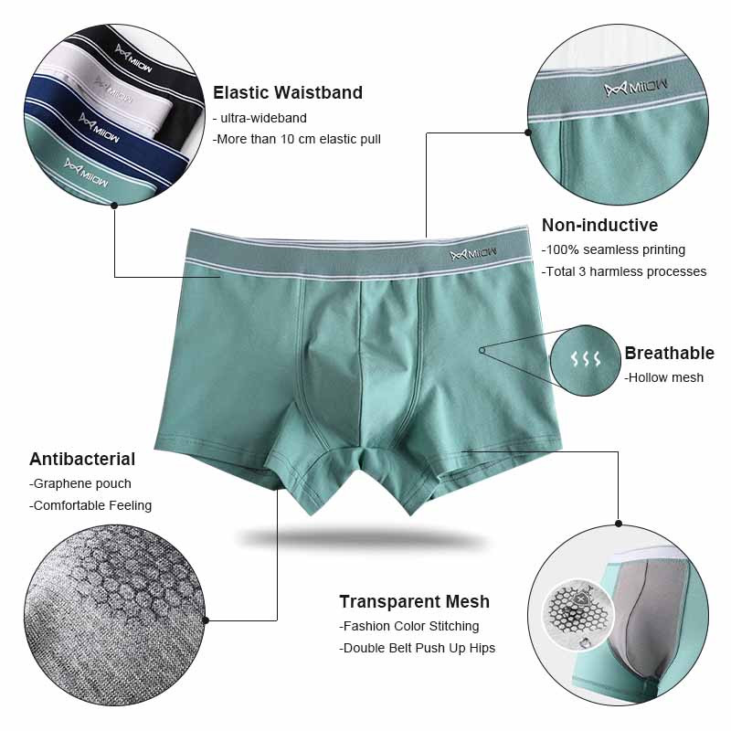 MiiOW 3db Népszerű Szexi Férfi Alsónadrágok Boxer Rövidnadrágok Puha Pamut Bőrnadrágok Férfi Fehérnemű Boxer Férfi Bugyik Rövid MW820