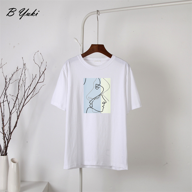 Blessyuki tricouri grafice gotice femei 100% bumbac tricouri largi abstracte cu imprimeu vintage pentru femei, vara 2022, ocazional, top moale