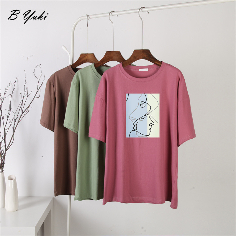 Blessyuki tricouri grafice gotice femei 100% bumbac tricouri largi abstracte cu imprimeu vintage pentru femei, vara 2022, ocazional, top moale