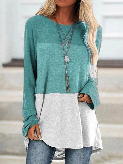 Új divatos női elegáns bő pulóver hosszú ujjú felsők női O-nyakú póló tavaszi mintás pólók