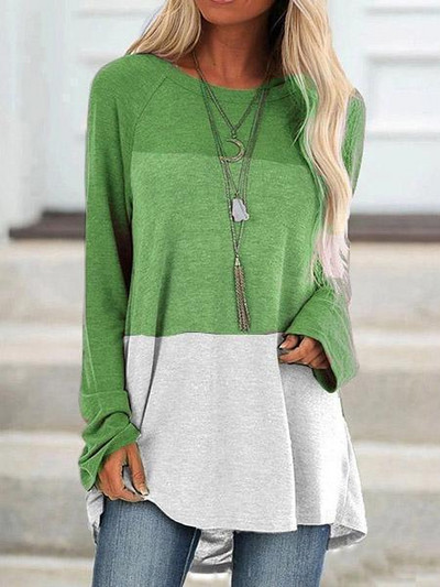 Új divatos női elegáns bő pulóver hosszú ujjú felsők női O-nyakú póló tavaszi mintás pólók