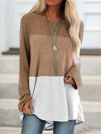 Új divatos női elegáns bő pulóver hosszú ujjú felsők női O-nyakú póló tavaszi mintás pólók