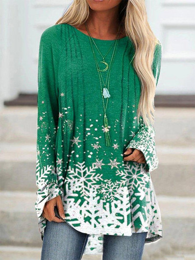 Új divatos női elegáns bő pulóver hosszú ujjú felsők női O-nyakú póló tavaszi mintás pólók