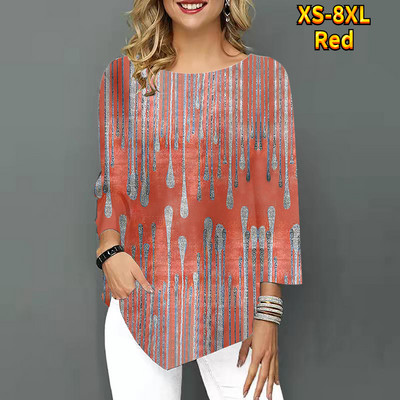 2022-es új, szabálytalan szegélyű, háromnegyedes ujjú nyári kerek nyakú felső retro póló, új dizájnú, nyomott pulóver, női mindennapi póló