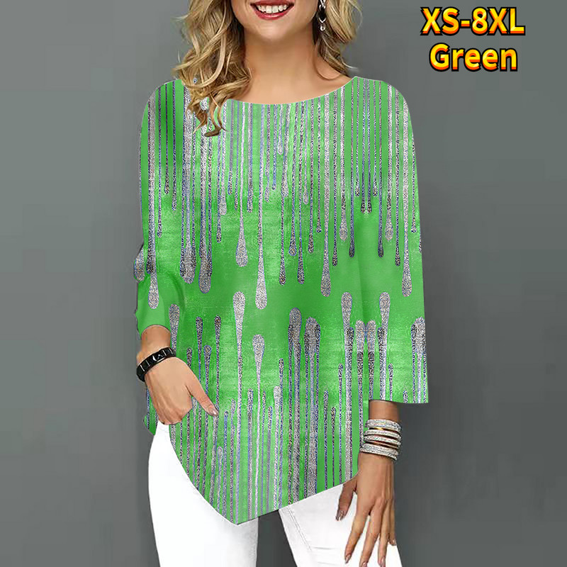 2022-es új, szabálytalan szegélyű, háromnegyedes ujjú nyári kerek nyakú felső retro póló, új dizájnú, nyomott pulóver, női mindennapi póló