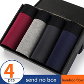 Boxer Vyriški Natūralaus bambuko pluošto Kvėpuojantys Patogūs apatiniai Vyriški Bokseriai Itin elastingi šortai Juodos apatinės kelnaitės Vyriškos kelnaitės 