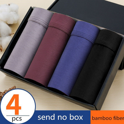 Boxer Vyriški Natūralaus bambuko pluošto Kvėpuojantys Patogūs apatiniai Vyriški Bokseriai Itin elastingi šortai Juodos apatinės kelnaitės Vyriškos kelnaitės 