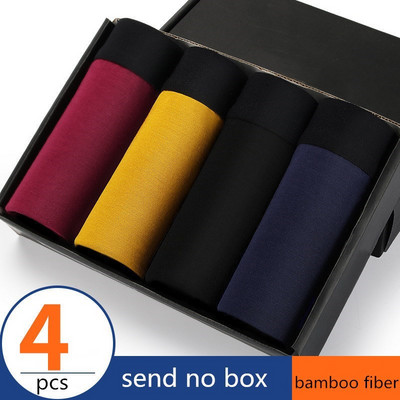 Boxer Vyriški Natūralaus bambuko pluošto Kvėpuojantys Patogūs apatiniai Vyriški Bokseriai Itin elastingi šortai Juodos apatinės kelnaitės Vyriškos kelnaitės 