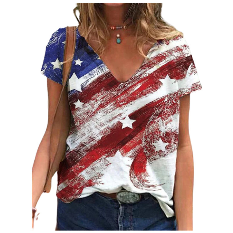 Nauji 2021 m. vasaros dideli marškinėliai moteriški V formos iškirptė 3D gradiento viršutiniai 5XL dideli dydžiai moteriški laisvalaikio trumpomis rankovėmis madingi marškinėliai
