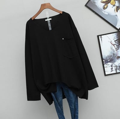 Jarné veľké voľné tričká s dlhým rukávom, dámske bavlnené tričká s výstrihom do V, ležérne tričko s krátkym rukávom, základné tričko s topmi a dlhým rukávom