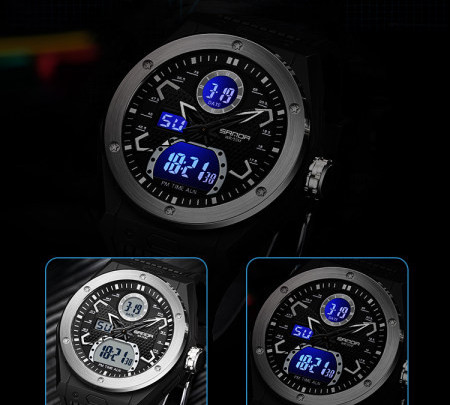 Ceas electronic sport cu maner din cauciuc