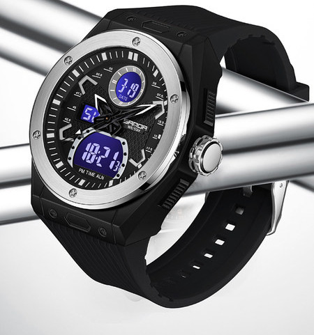 Ceas electronic sport cu maner din cauciuc