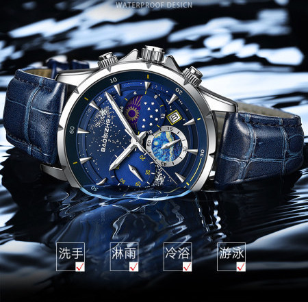 Elegantiškas vyriškas laikrodis su eko odos apyranke