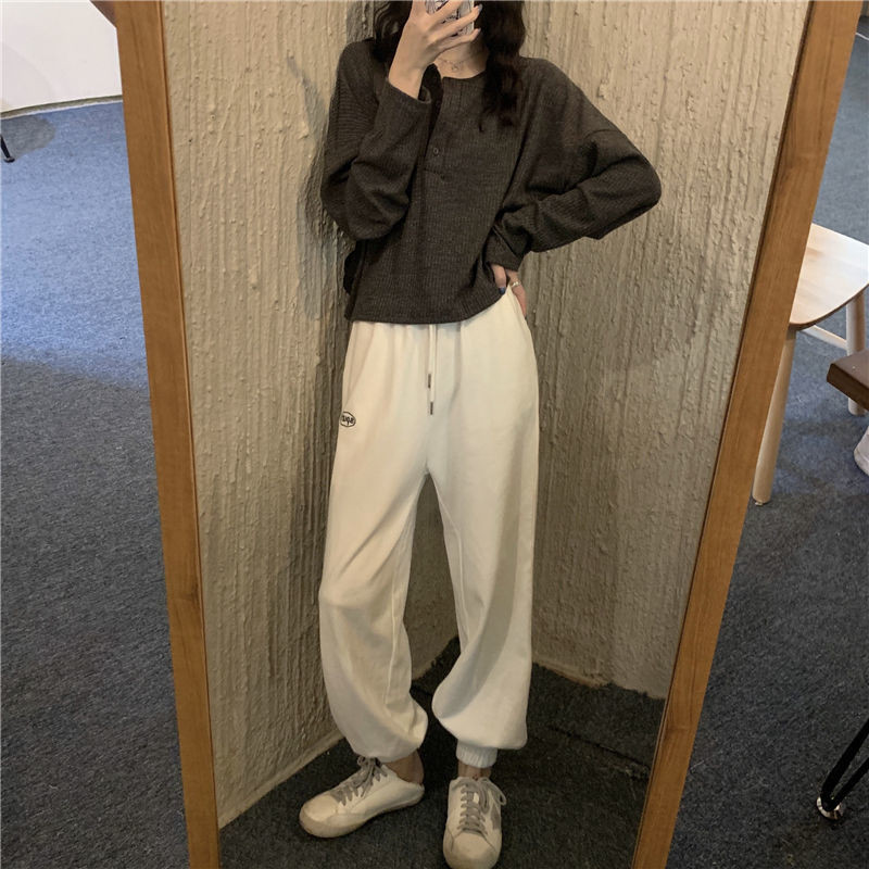 Hosszú ujjú pólók Női Solid Harajuku Alap tavaszi őszi laza vastagodó ins Női ruházat O-nyakú egyszerű pólók napi meleg