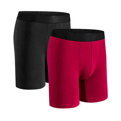 Chiloți bărbați Chiloți lungi pentru bărbați Lenjerie de corp din bumbac pentru bărbați Boxeri pantaloni scurți Boxer sexy pentru bărbați Box Homme Slip Set 2 buc roșu