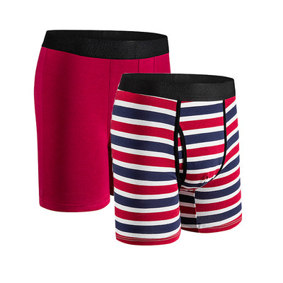 Chiloți bărbați Chiloți lungi pentru bărbați Lenjerie de corp din bumbac pentru bărbați Boxeri pantaloni scurți Boxer sexy pentru bărbați Box Homme Slip Set 2 buc roșu