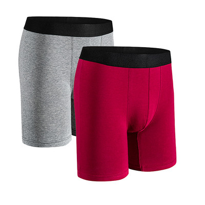 Chiloți bărbați Chiloți lungi pentru bărbați Lenjerie de corp din bumbac pentru bărbați Boxeri pantaloni scurți Boxer sexy pentru bărbați Box Homme Slip Set 2 buc roșu