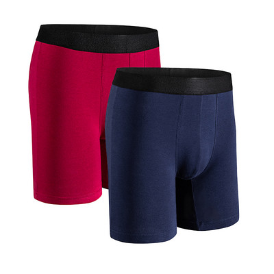 Chiloți bărbați Chiloți lungi pentru bărbați Lenjerie de corp din bumbac pentru bărbați Boxeri pantaloni scurți Boxer sexy pentru bărbați Box Homme Slip Set 2 buc roșu
