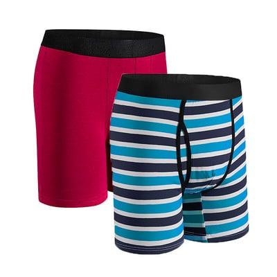 Chiloți bărbați Chiloți lungi pentru bărbați Lenjerie de corp din bumbac pentru bărbați Boxeri pantaloni scurți Boxer sexy pentru bărbați Box Homme Slip Set 2 buc roșu