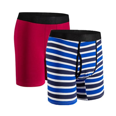 Chiloți bărbați Chiloți lungi pentru bărbați Lenjerie de corp din bumbac pentru bărbați Boxeri pantaloni scurți Boxer sexy pentru bărbați Box Homme Slip Set 2 buc roșu