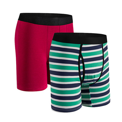 Chiloți bărbați Chiloți lungi pentru bărbați Lenjerie de corp din bumbac pentru bărbați Boxeri pantaloni scurți Boxer sexy pentru bărbați Box Homme Slip Set 2 buc roșu