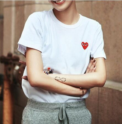 Pulover cu mânecă scurtă pentru femei, cu model de inimă, tricouri din bumbac, îndrăgostiți, vară, noi, cauzal, sălbatic, pentru femei