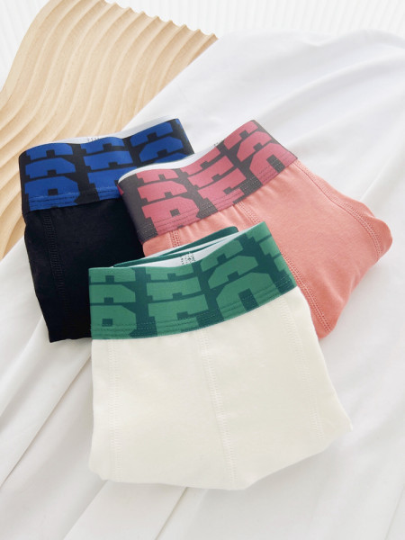 Paprasti bokseriniai šortai su užrašu 3 vnt. komplekte