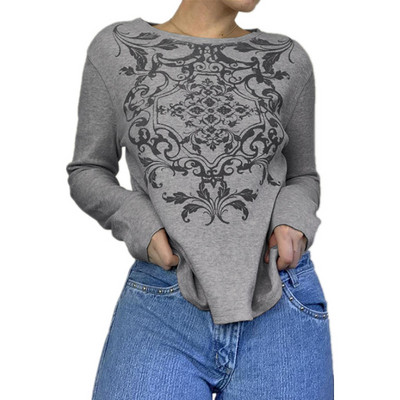 Moteriški vintažiniai drabužiai marškinėliai „Crop Tops“ megztiniai „y2k“ drabužiai, 2022 m. rudenį, naujausios mados „Goth“ grafiniai „Harajuku“ marškinėliai ilgomis rankovėmis