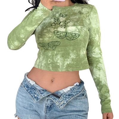 Moteriški vintažiniai drabužiai marškinėliai „Crop Tops“ megztiniai „y2k“ drabužiai, 2022 m. rudenį, naujausios mados „Goth“ grafiniai „Harajuku“ marškinėliai ilgomis rankovėmis