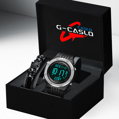 Sport-alkalmi elektronikus óra gumi szíjjal