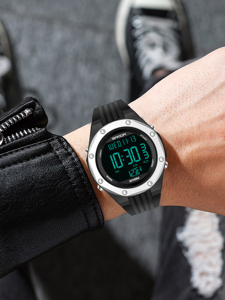 Sport-alkalmi elektronikus óra gumi szíjjal