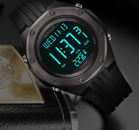 Vyriškas elektroninis laikrodis - su guminiu dirželiu