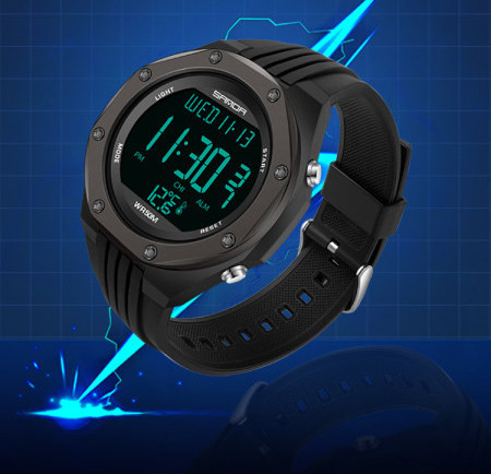 Vyriškas elektroninis laikrodis - su guminiu dirželiu