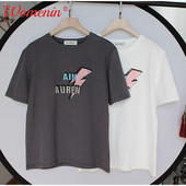 Tricouri de femeie cu imprimeu cu litere, 100% bumbac, cu gâtul O, cu mânecă scurtă, tricou simplu pentru femei, la modă de vară 2021, ocazional, tricou pentru damă.