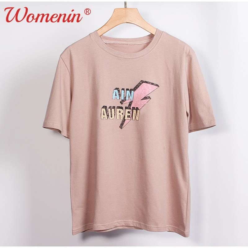 Tricouri de femeie cu imprimeu cu litere, 100% bumbac, cu gâtul O, cu mânecă scurtă, tricou simplu pentru femei, la modă de vară 2021, ocazional, tricou pentru damă.