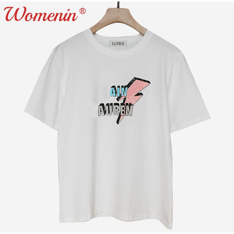 Tricouri de femeie cu imprimeu cu litere, 100% bumbac, cu gâtul O, cu mânecă scurtă, tricou simplu pentru femei, la modă de vară 2021, ocazional, tricou pentru damă.