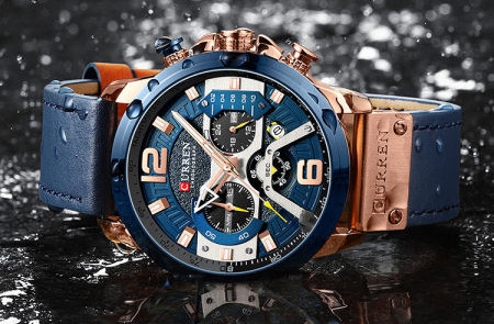 Ceas sport de zi cu zi cu curea din piele ecologică - rezistent la apă