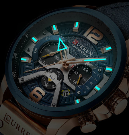 Ceas sport de zi cu zi cu curea din piele ecologică - rezistent la apă