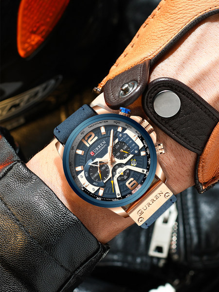 Ceas sport de zi cu zi cu curea din piele ecologică - rezistent la apă