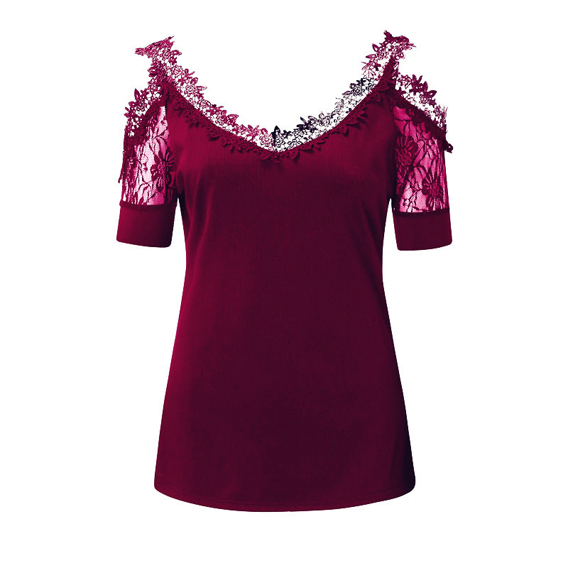 Topuri noi de toamnă de primăvară pentru femei Tricouri cu umăr dezactivat din dantelă cu mânecă lungă, largi, sexy, cămașă Boho Befree