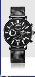 Világító férfi karóra rozsdamentes acél szíjjal