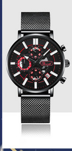 Világító férfi karóra rozsdamentes acél szíjjal