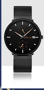 Világító férfi karóra rozsdamentes acél szíjjal