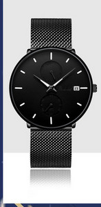 Világító férfi karóra rozsdamentes acél szíjjal