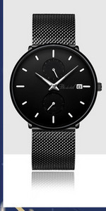 Világító férfi karóra rozsdamentes acél szíjjal