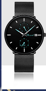 Világító férfi karóra rozsdamentes acél szíjjal