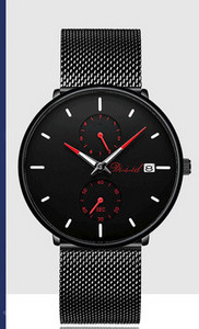 Világító férfi karóra rozsdamentes acél szíjjal