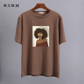 WYWM új nyári vicces rajzfilm nyomtatott pólók Női Harajuku túlméretezett 100% pamut grafikai ruhák alkalmi laza női felsők